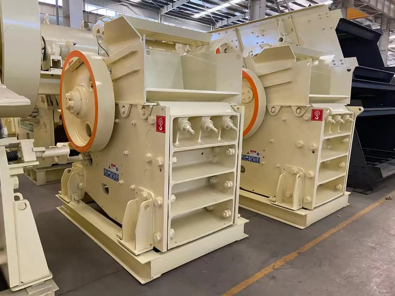 RC series jaw crushers lined up for final assembly and test before dispatch